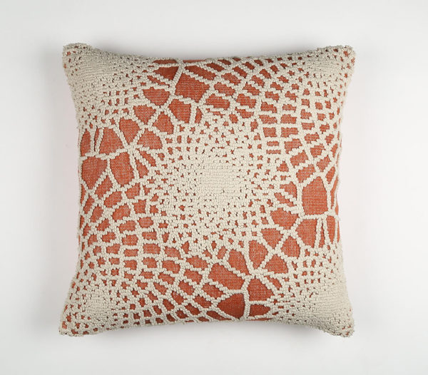 Abstract Textured Orange Cotton Cushion Cover