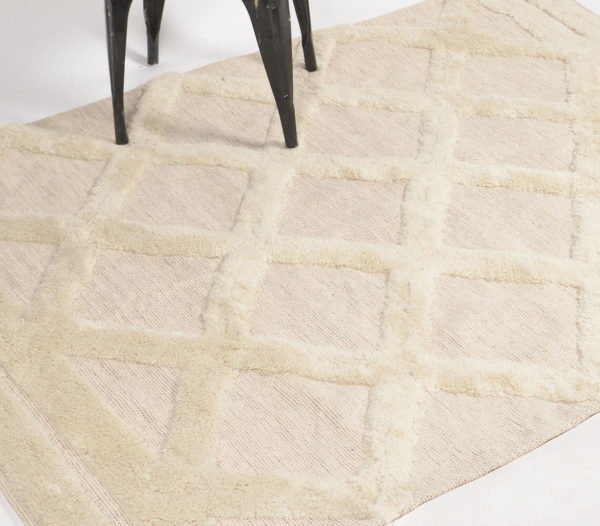 Hand Tufted Lattice Beige Rug