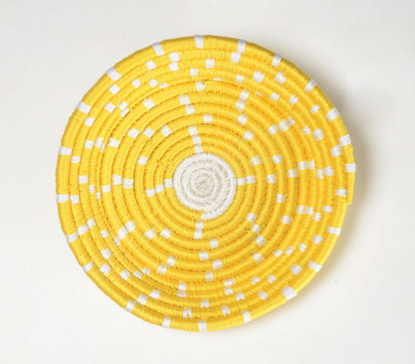 Handwoven Sunshine Yellow Round Wall Plate