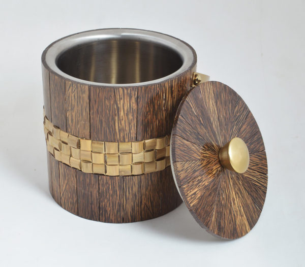 Steel and Wood Double Wall Ice Bucket With Tong | Studio Design Do in Ottawa