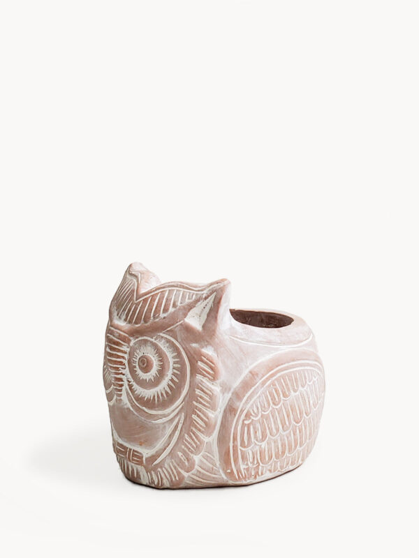 Terracotta Pot – Horned Owl