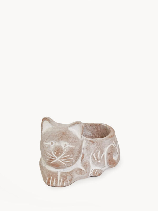 Terracotta Tea Light Candle Holder – Cat